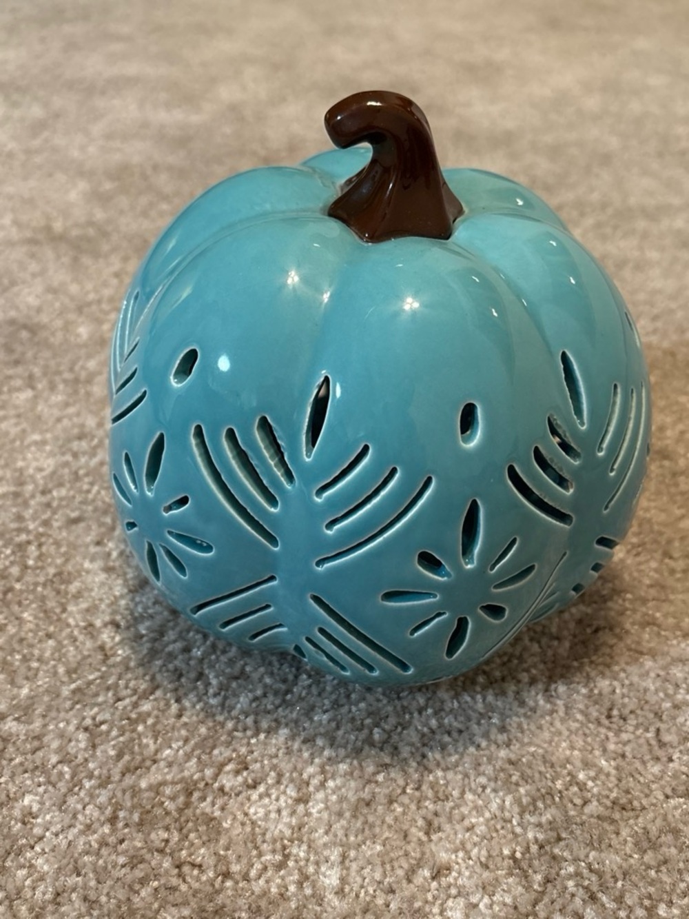 Ceramic Teal Pumpkin Accent - Home Decor